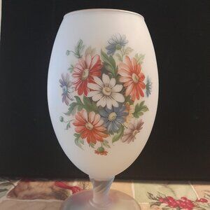 VTG Norleans Frosted Satin Glass Floral Vase